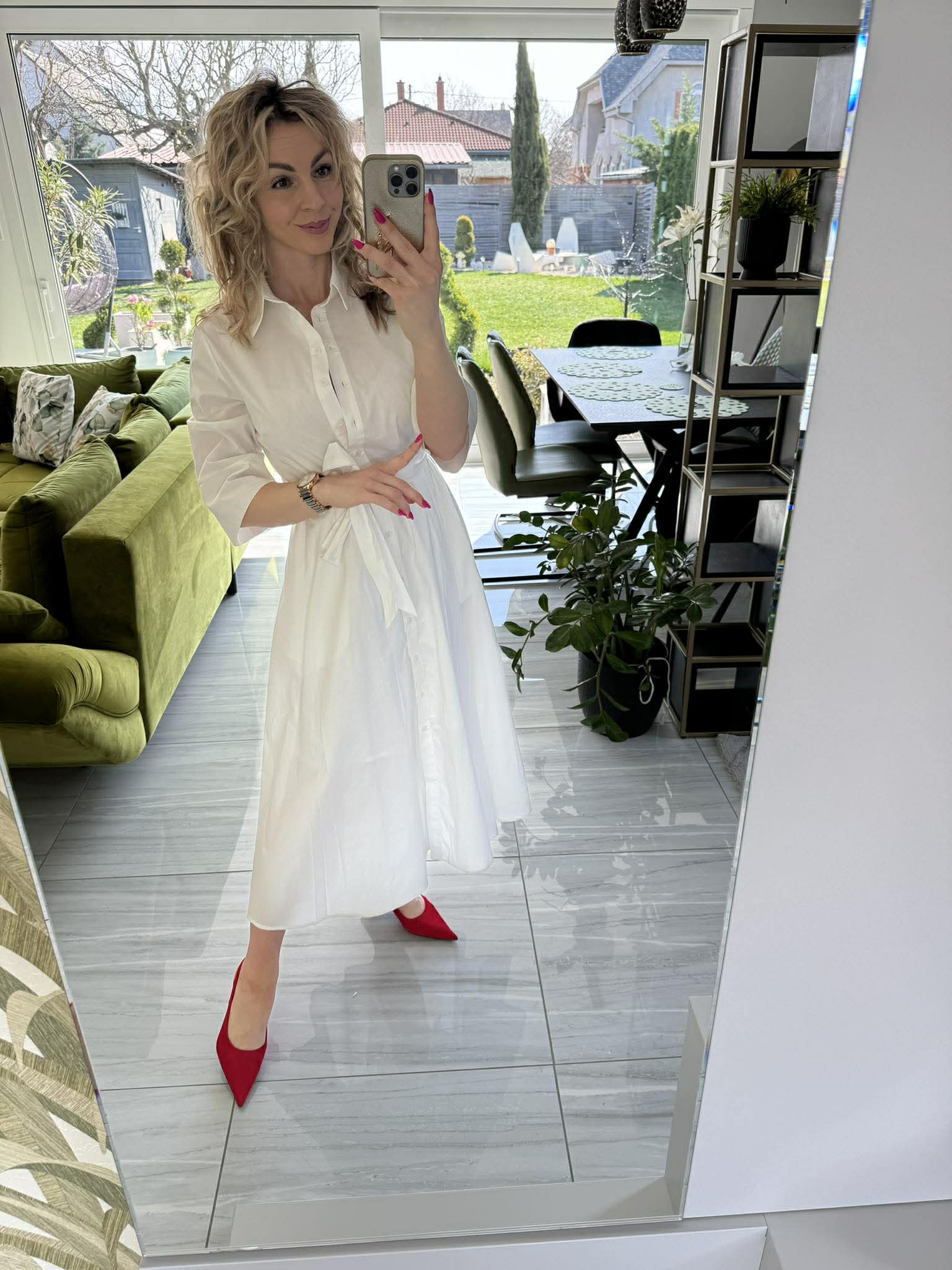 SWEET MISS - Vászon ruha. Fehér