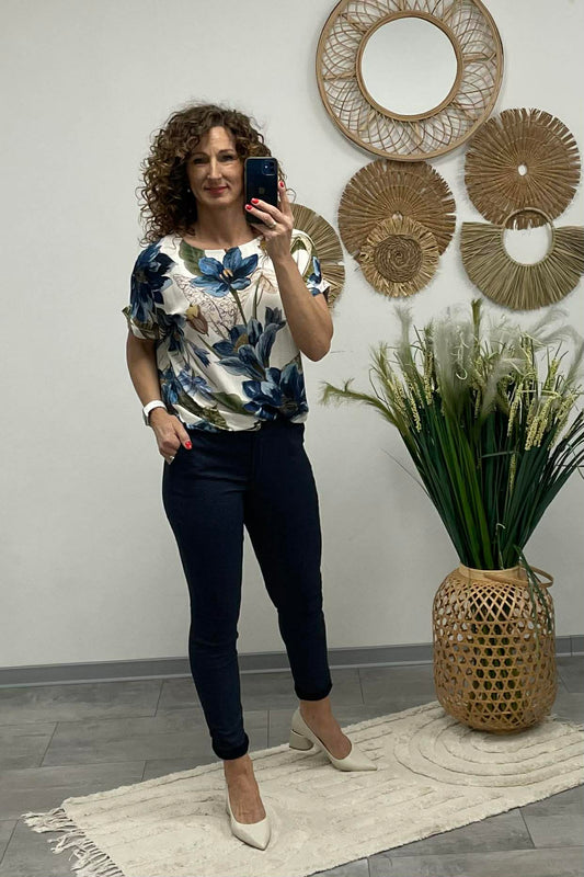 METTA - Mintás nagyméretű felső. Sötétkék