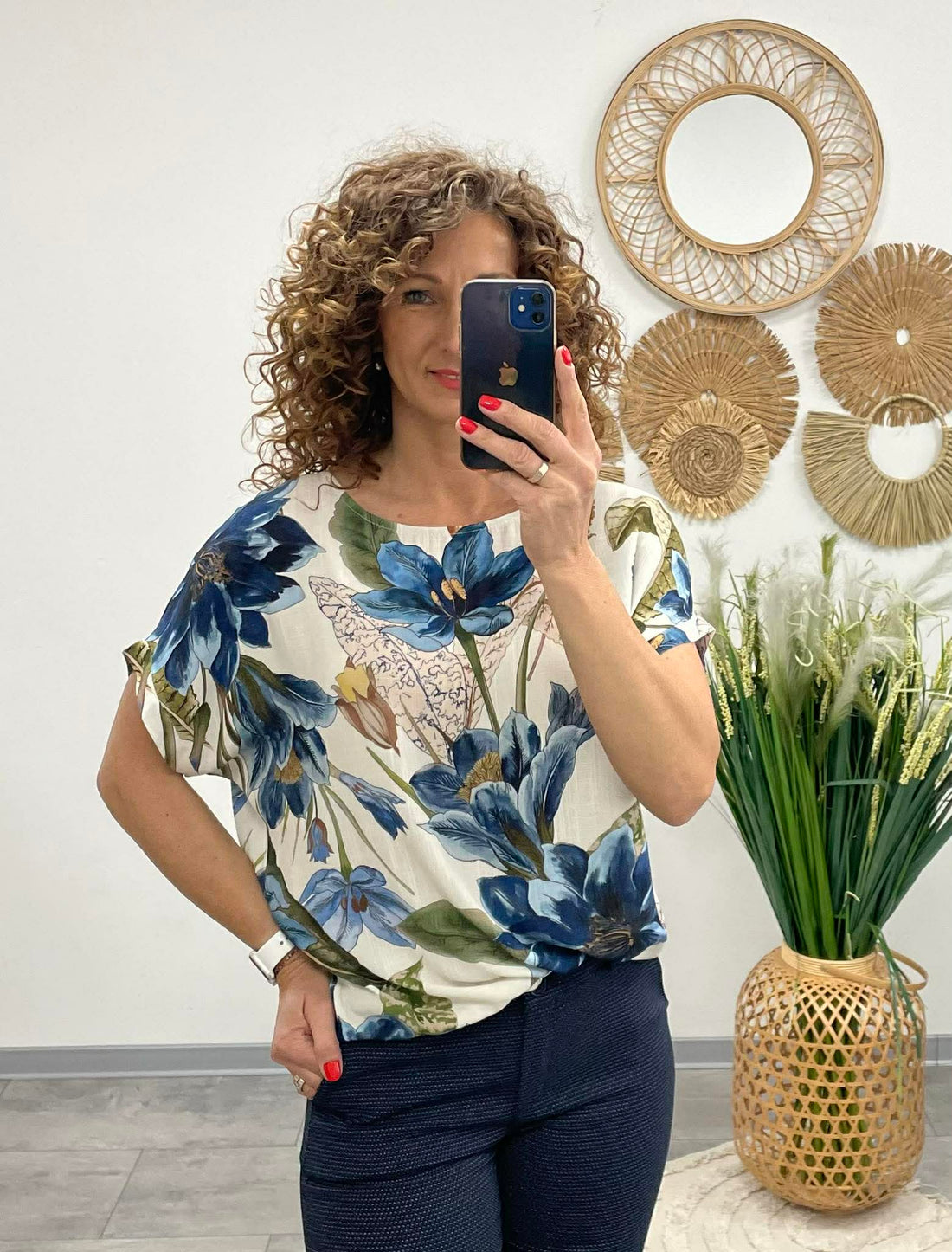 METTA - Mintás nagyméretű felső. Sötétkék