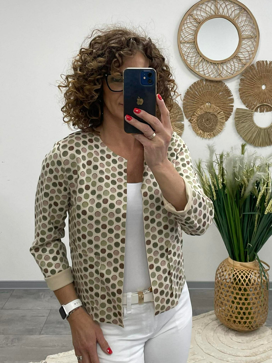 ULLA - Velúr hatású kiskabát. Khakizöld