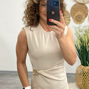 HELEN - Testkövető / BODYCON / ruha. Világosbézs
