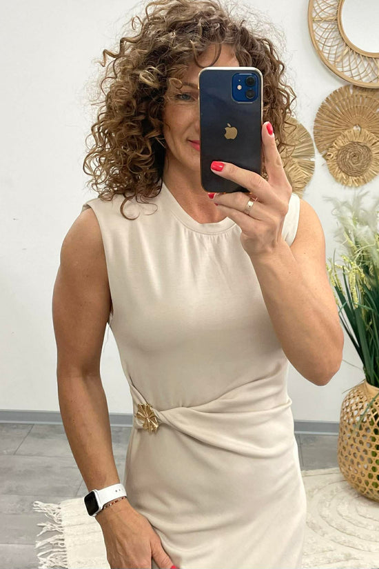 HELEN - Testkövető / BODYCON / ruha. Világosbézs