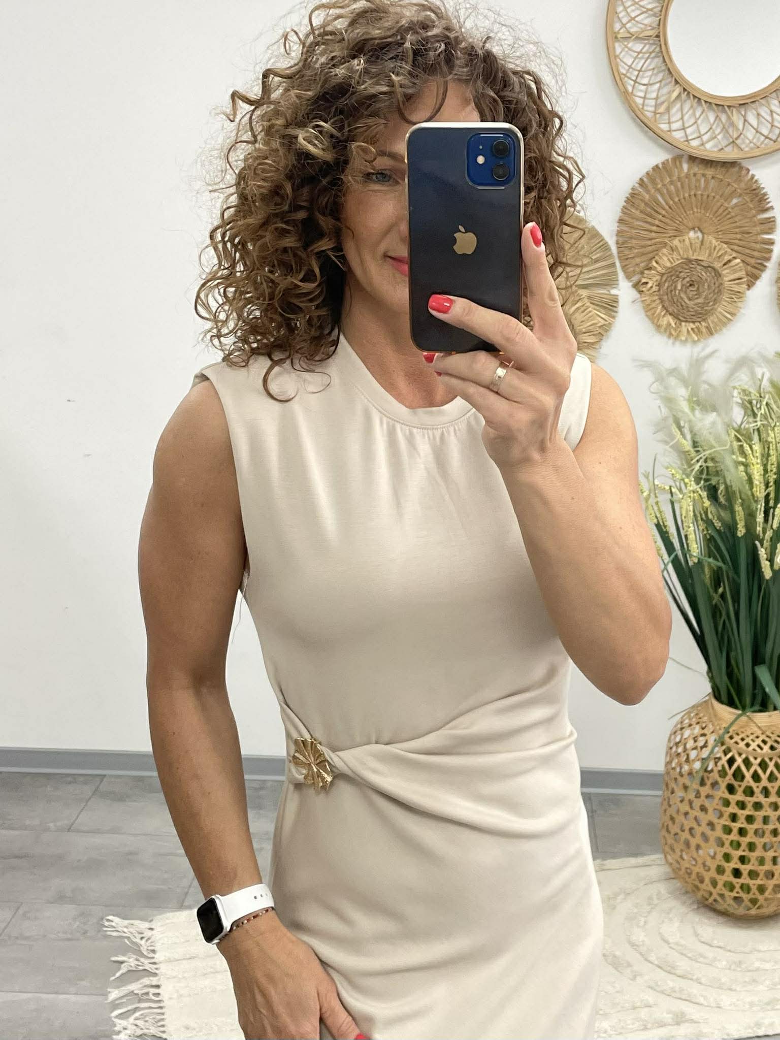 HELEN - Testkövető / BODYCON / ruha. Világosbézs