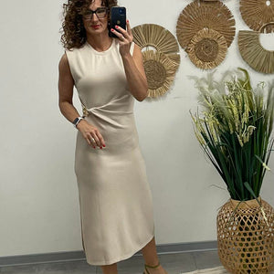 HELEN - Testkövető / BODYCON / ruha. Világosbézs