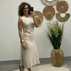 HELEN - Testkövető / BODYCON / ruha. Világosbézs