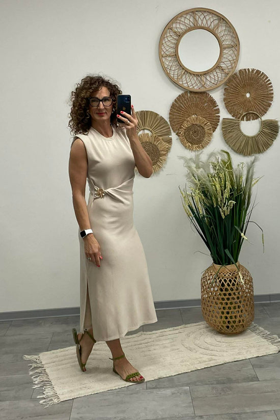 HELEN - Testkövető / BODYCON / ruha. Világosbézs