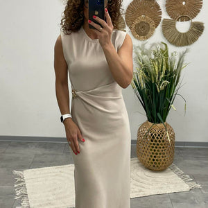 HELEN - Testkövető / BODYCON / ruha. Világosbézs