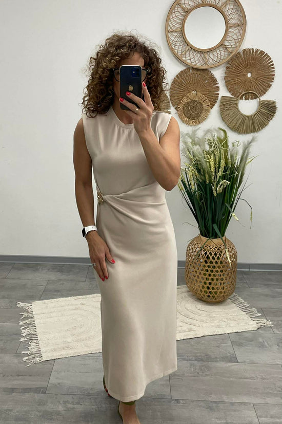 HELEN - Testkövető / BODYCON / ruha. Világosbézs