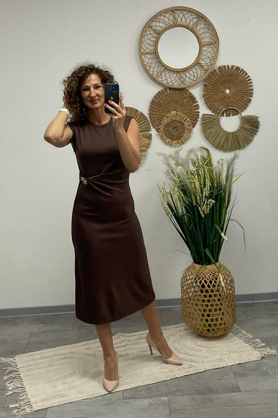 HELEN - Testkövető / BODYCON / ruha. Barna