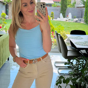 DITTE - Mom vékony farmer nadrág. Bézs