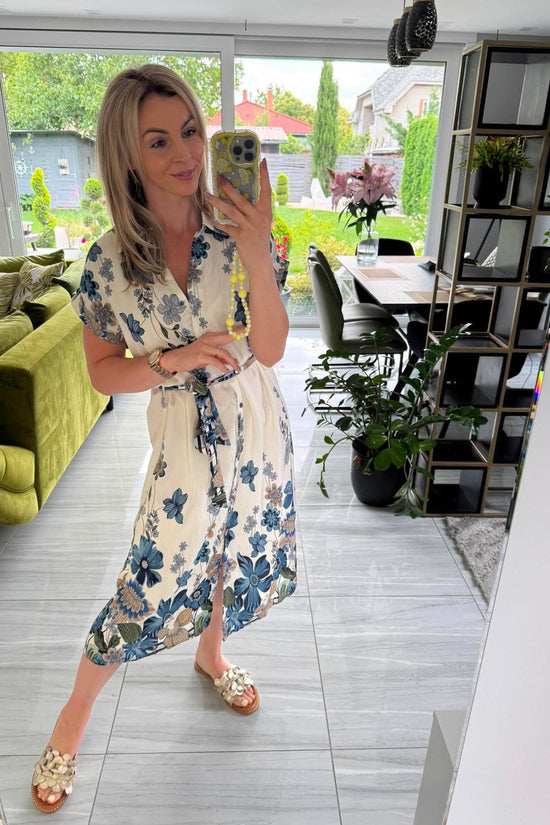 ELINA - Nyomott mintás ingruha. Fehér