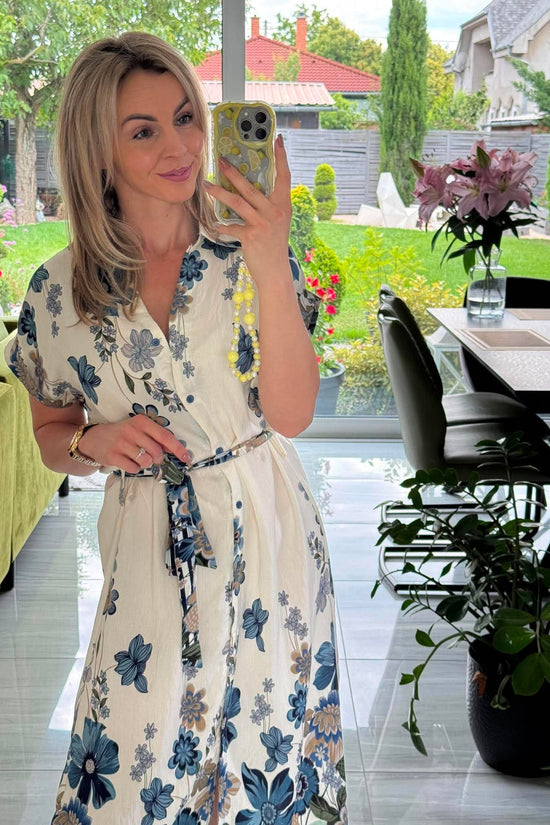 ELINA - Nyomott mintás ingruha. Fehér