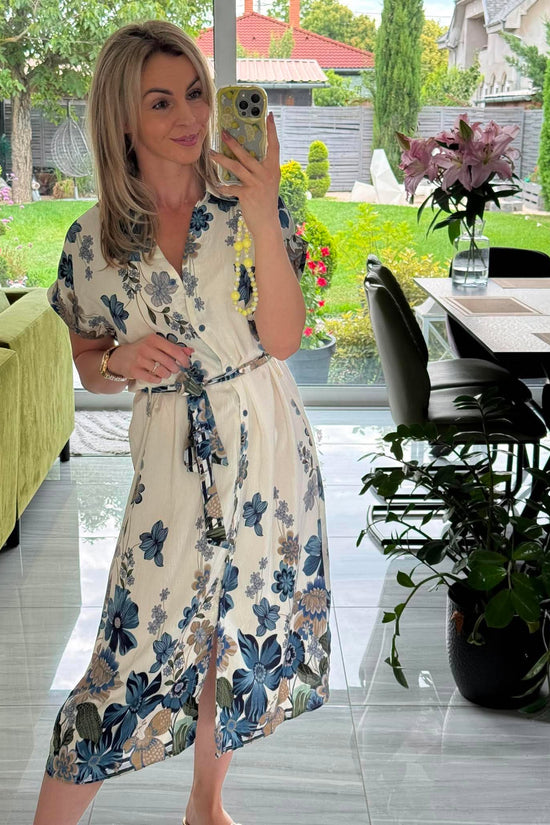 ELINA - Nyomott mintás ingruha. Fehér