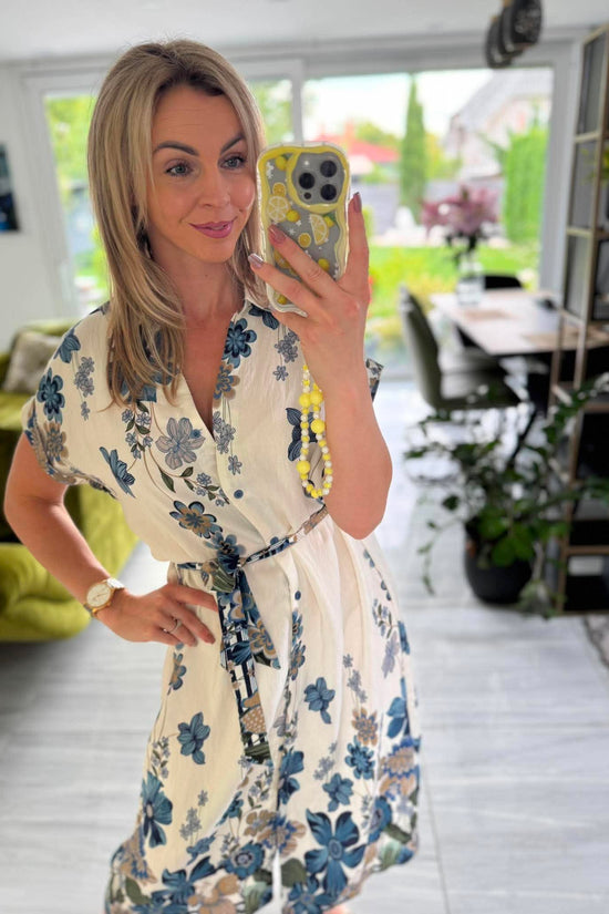ELINA - Nyomott mintás ingruha. Fehér