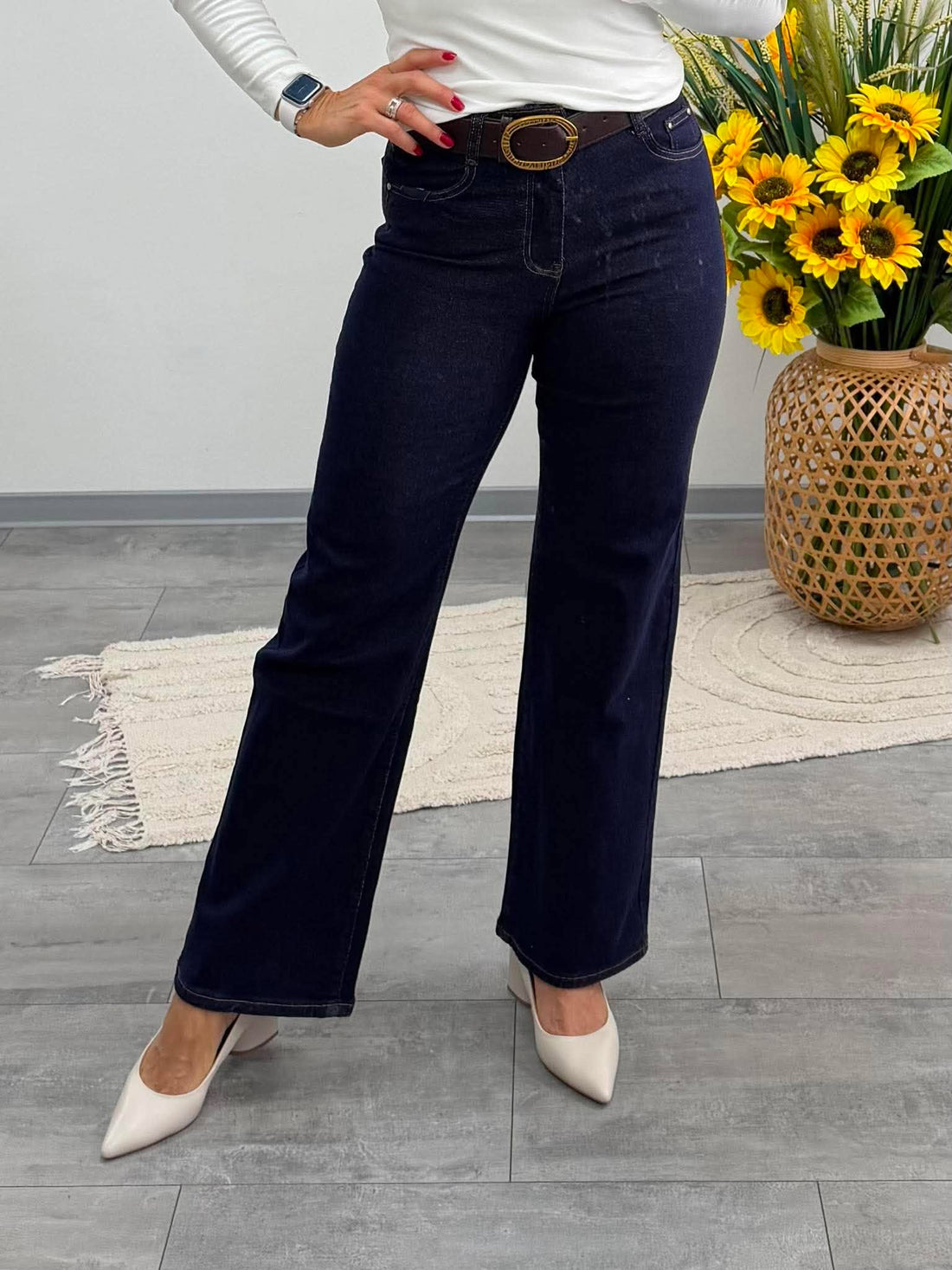 ERIKA - Trapéz farmer nadrág. Denimkék