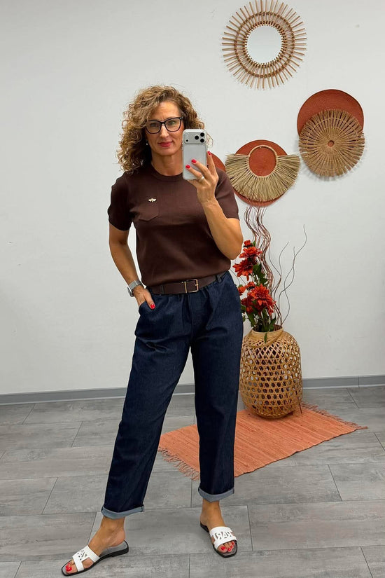 PEGGY - Ballon farmer nadrág. Denimkék