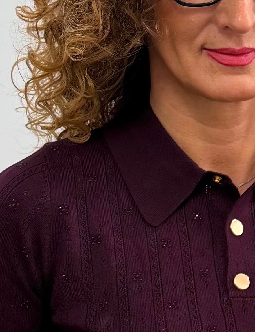 HAJNAL - Azsúr mintás felső. Padlizsán, Sötétbarna