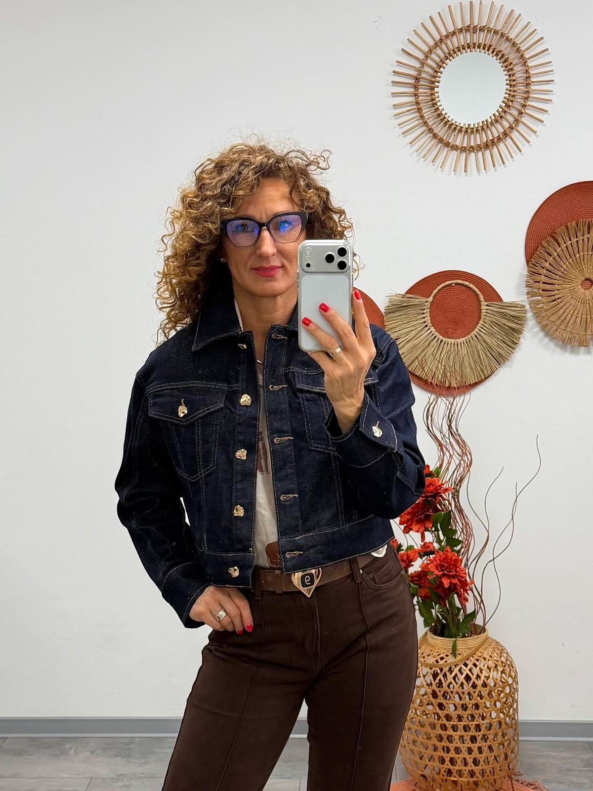 ALÉNA - Csillogó farmer dzseki. Denimkék