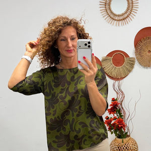 ARINA - Selyem blúz. Khaki