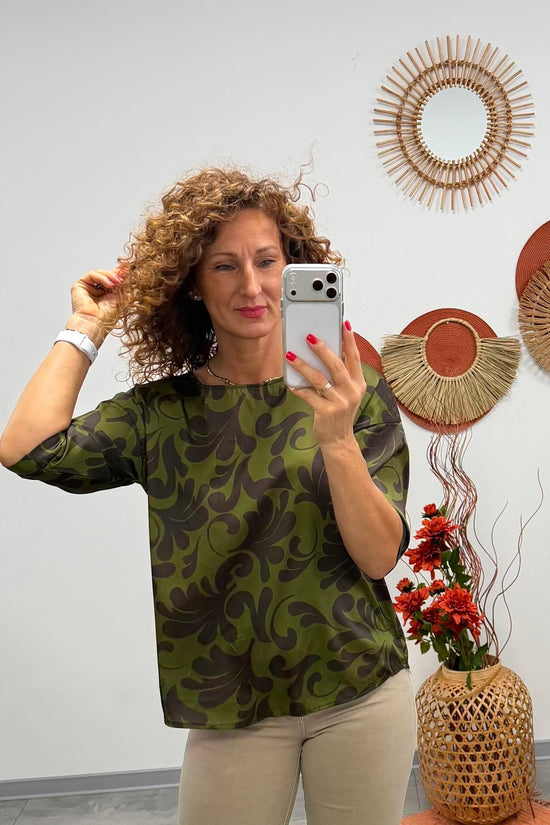 ARINA - Selyem blúz. Khaki