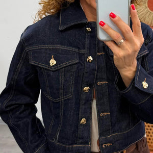 ALÉNA - Csillogó farmer dzseki. Denimkék