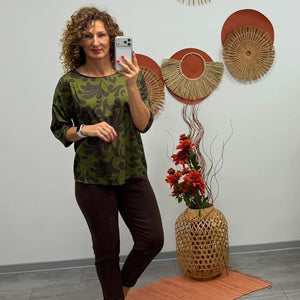 ARINA - Selyem blúz. Khaki