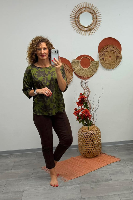 ARINA - Selyem blúz. Khaki