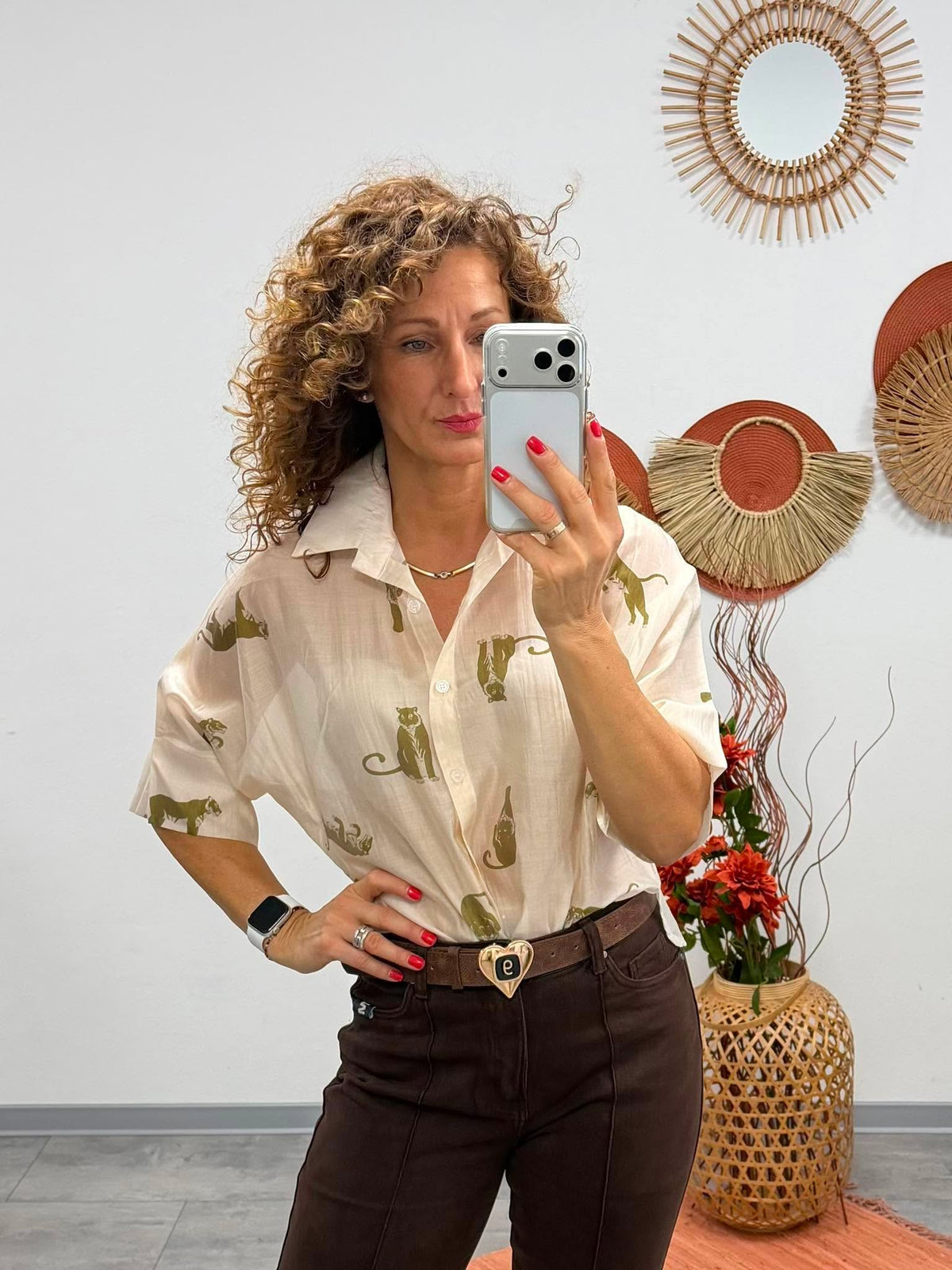 KÉSA - Mintás blúz. Khaki