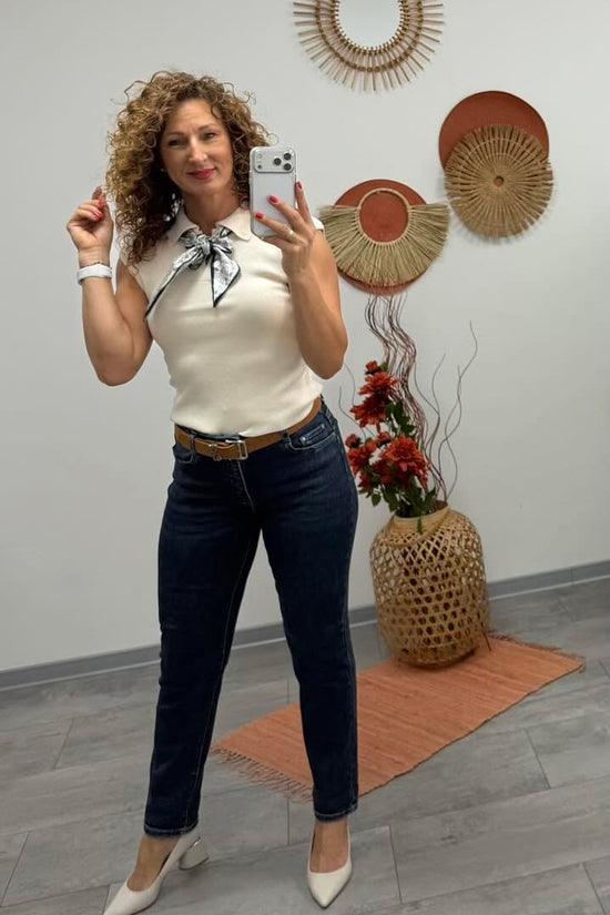MILJA - Egyenes szárú farmer nadrág. Denimkék
