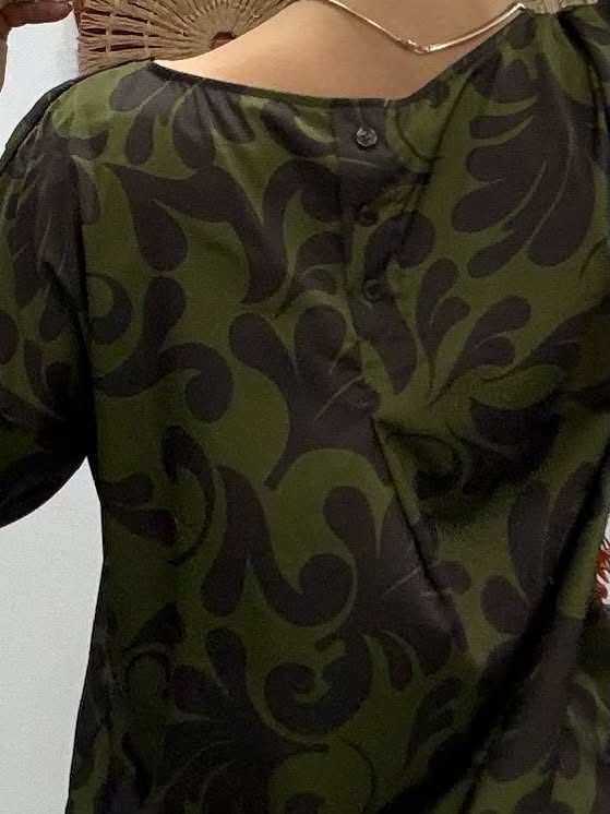 ARINA - Selyem blúz. Khaki