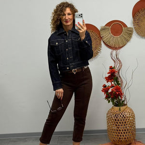 ALÉNA - Csillogó farmer dzseki. Denimkék