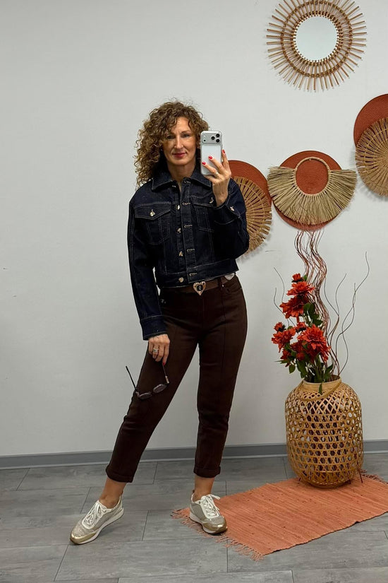 ALÉNA - Csillogó farmer dzseki. Denimkék