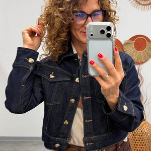 ALÉNA - Csillogó farmer dzseki. Denimkék