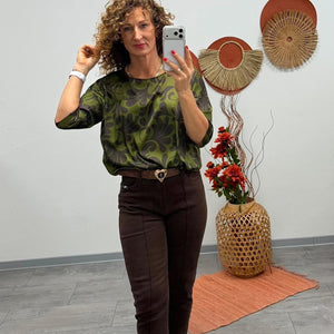 ARINA - Selyem blúz. Khaki