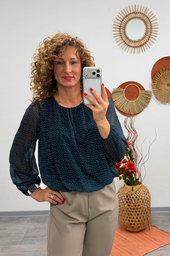 LORI - Húzott aljú blúz. Sötétkék
