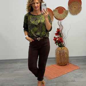 ARINA - Selyem blúz. Khaki