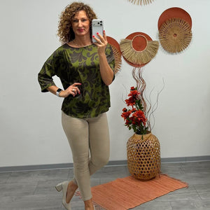 ARINA - Selyem blúz. Khaki