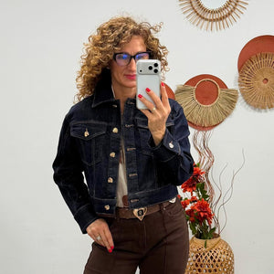 ALÉNA - Csillogó farmer dzseki. Denimkék