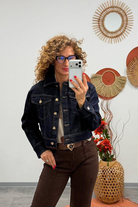 ALÉNA - Csillogó farmer dzseki. Denimkék