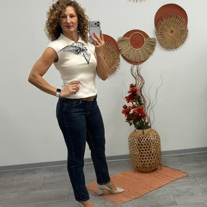 MILJA - Egyenes szárú farmer nadrág. Denimkék