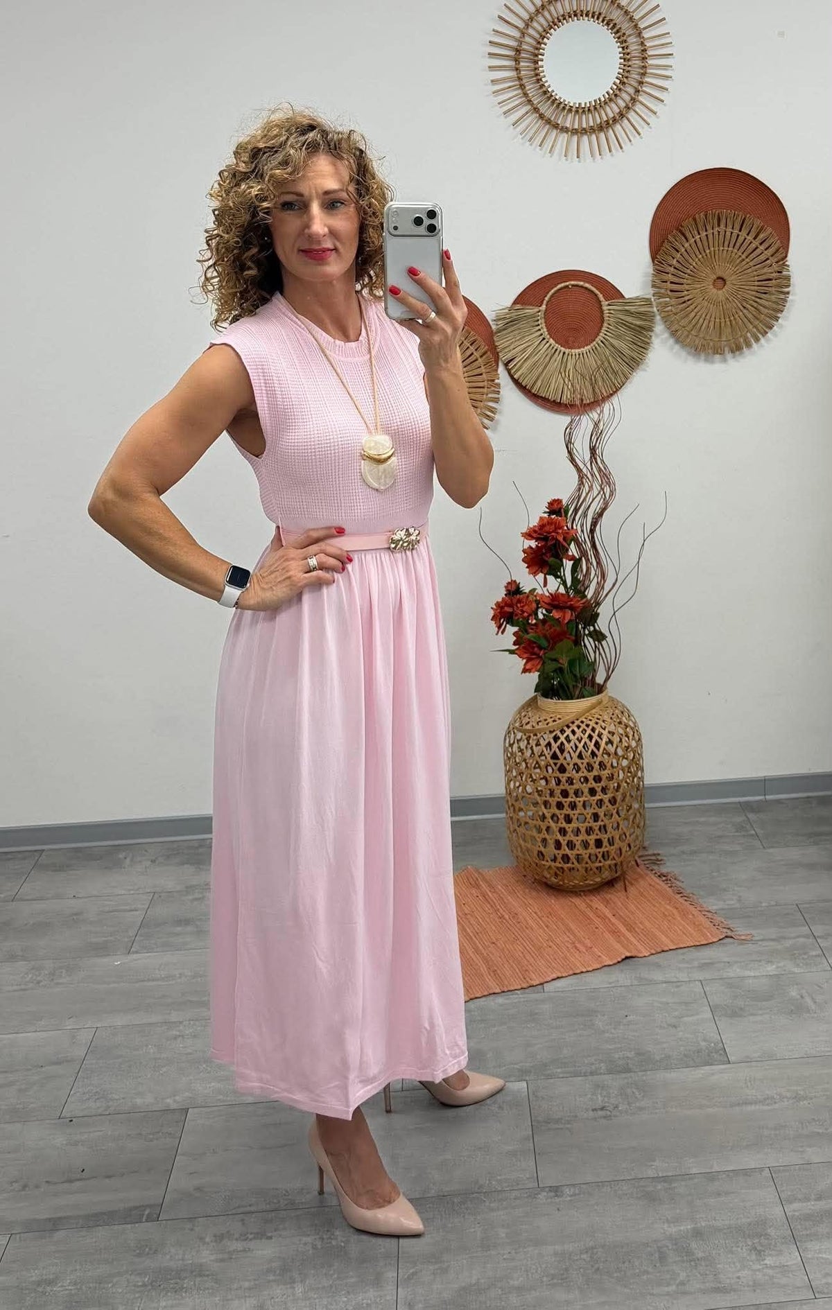 GIULIA - Vékony kötött ruha. Rózsaszín.