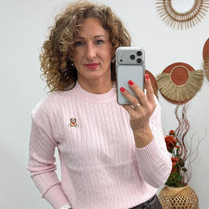 TEDDI - Kötött csavart mintás pulóver. Rózsaszín