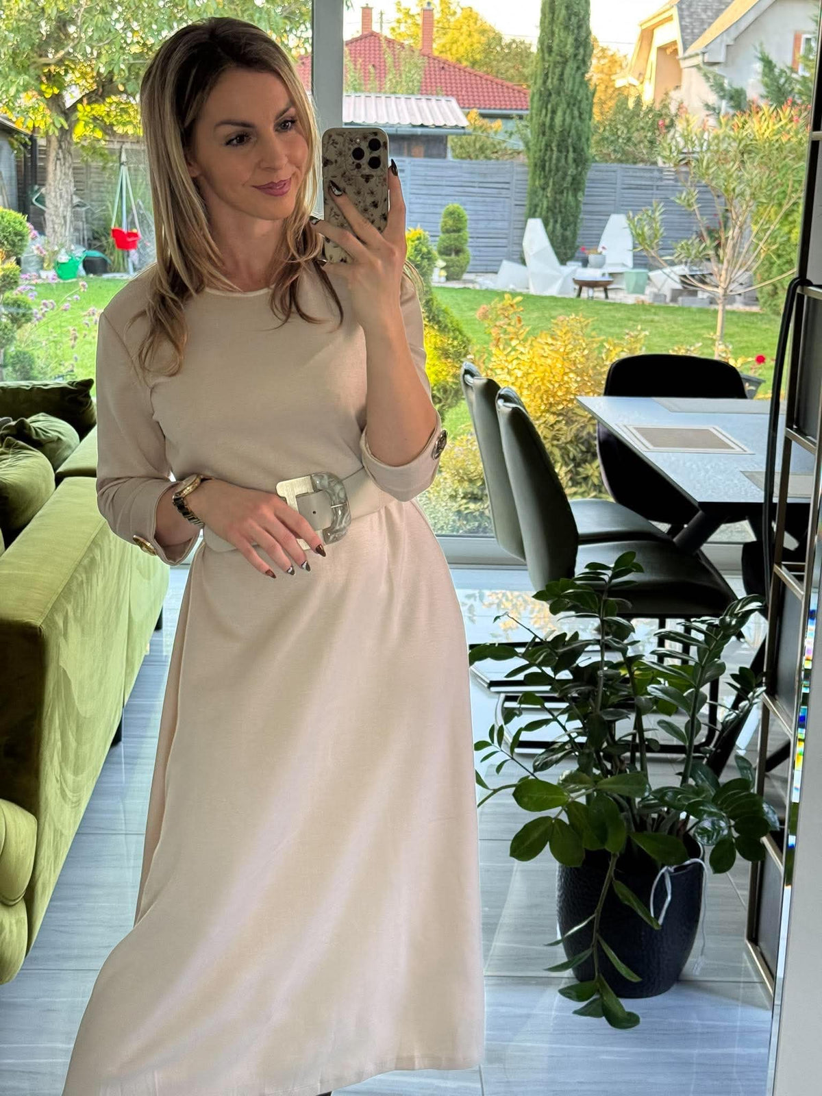 RITA - Bő maxi ruha. Bézs