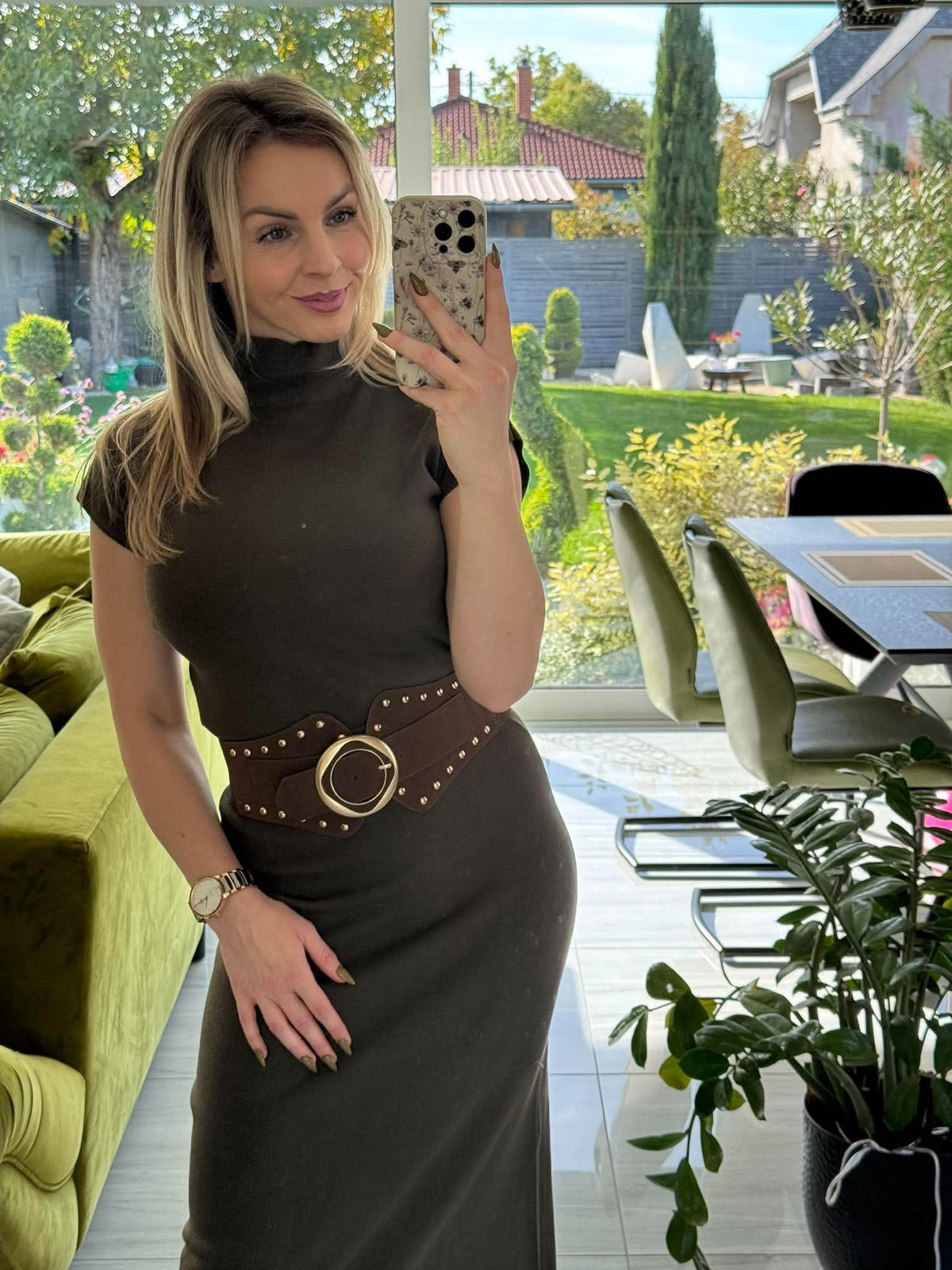 SOFIA Style - Kötött kétrészes. Khakizöld