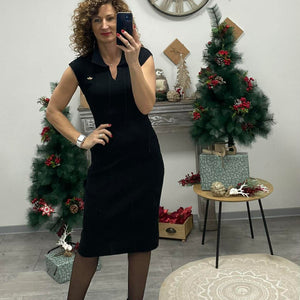 SWEET - Bordás kötött ruha. Fekete