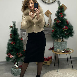 SWEET - Bordás kötött ruha. Fekete