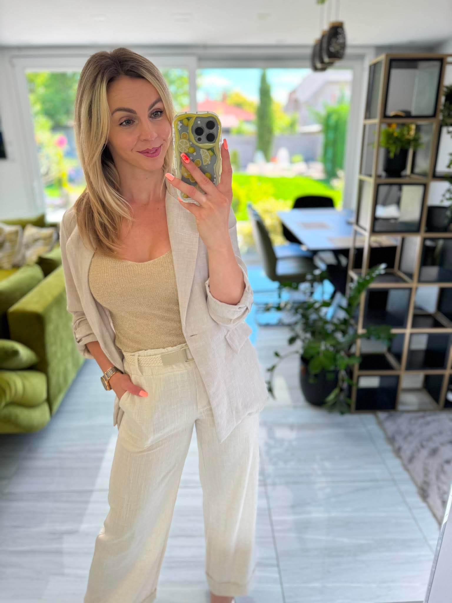 NATALI - Kötött lurexes top. Bézs