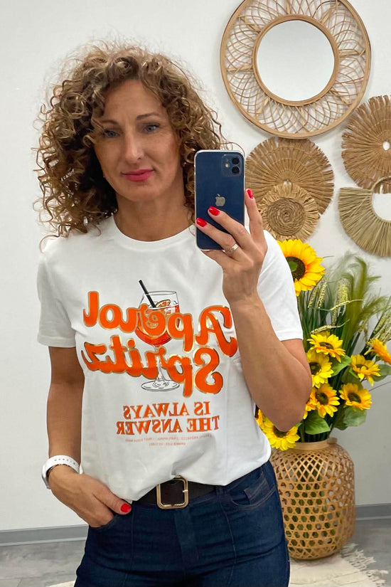 IZOLDA - Nyomott mintás póló. Aperol