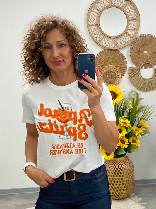 IZOLDA - Nyomott mintás póló. Aperol