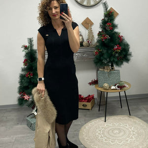 SWEET - Bordás kötött ruha. Fekete